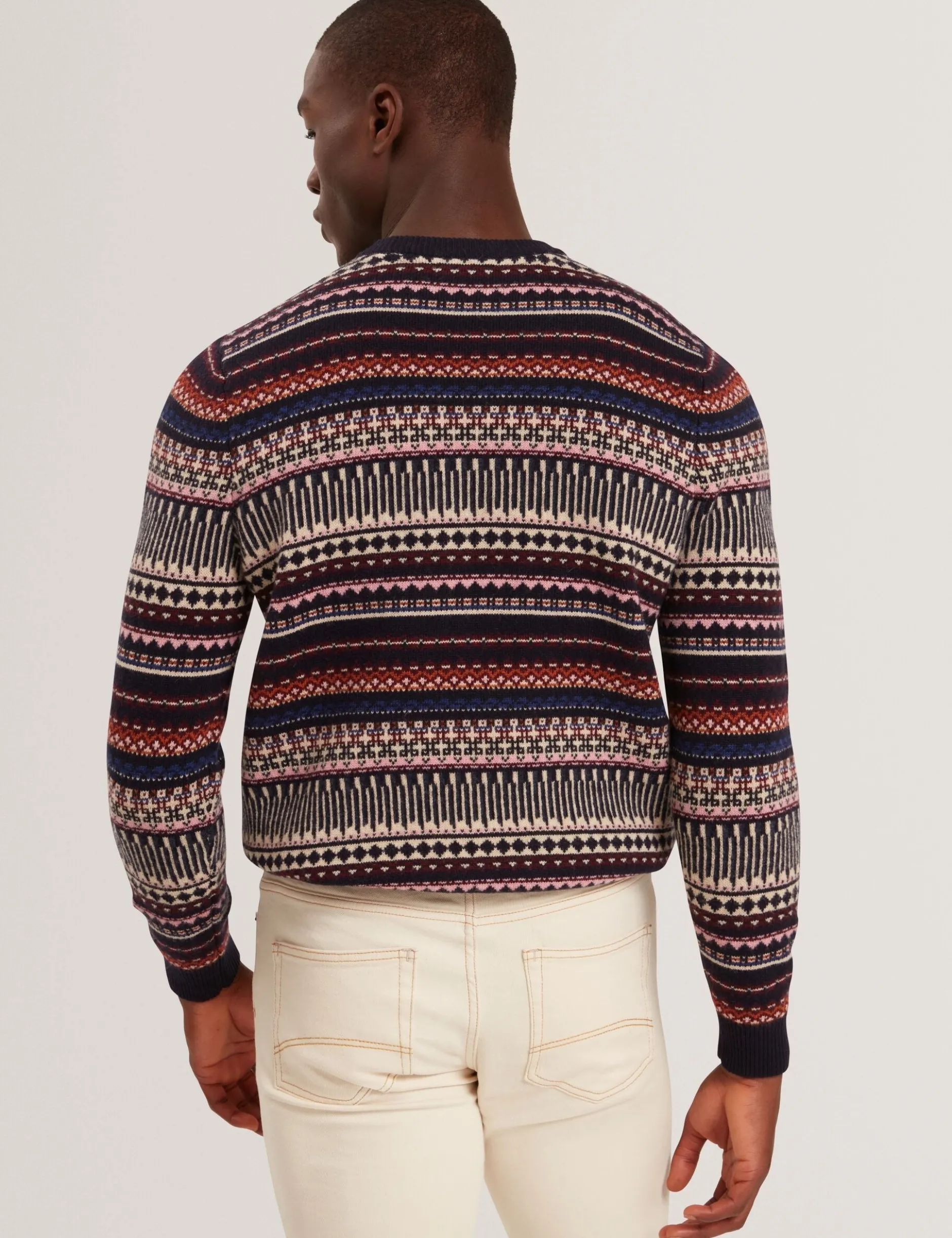 Fair Isle Crew Neck Wool Sweater