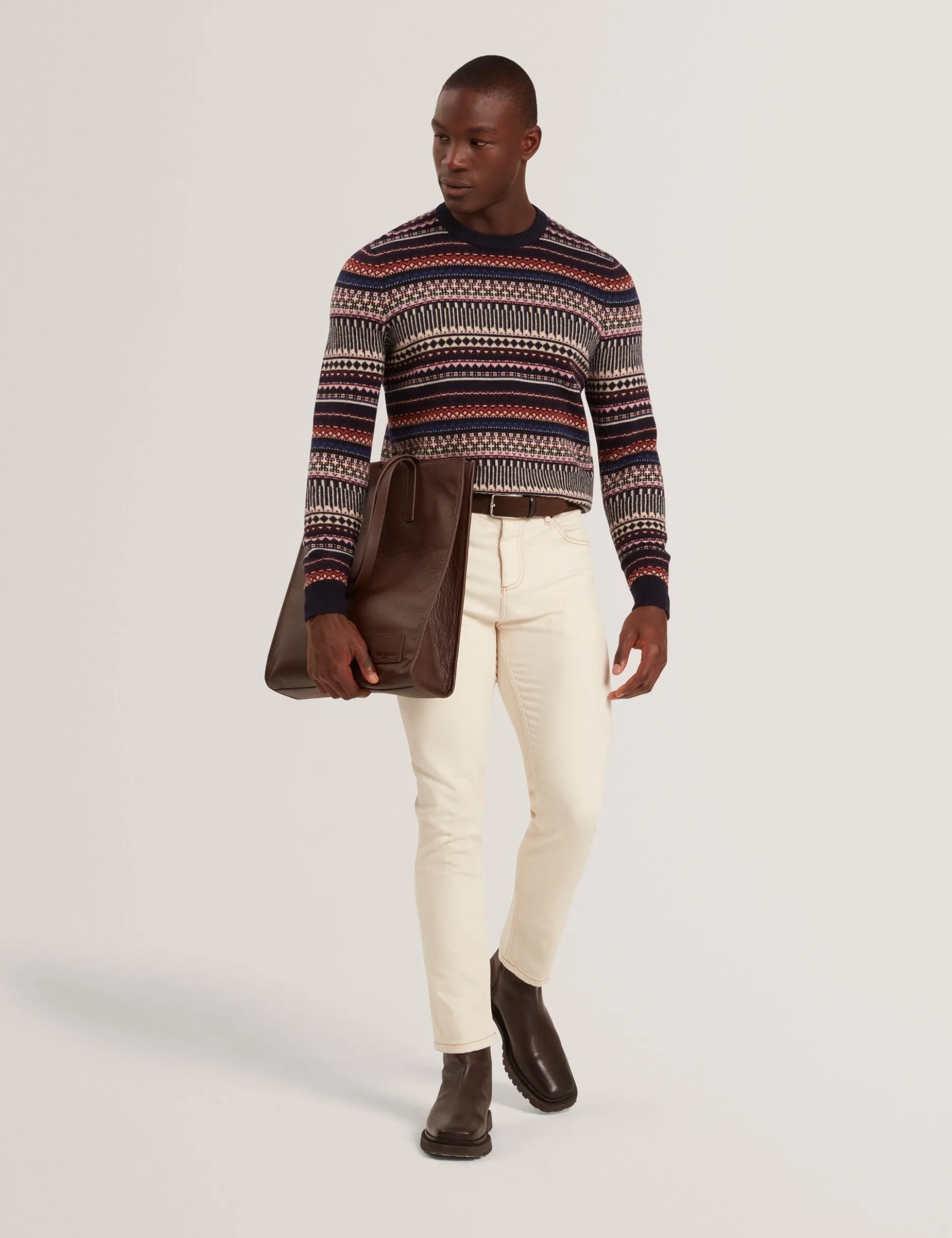 Fair Isle Crew Neck Wool Sweater