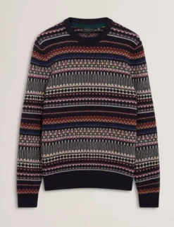 Fair Isle Crew Neck Wool Sweater
