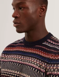 Fair Isle Crew Neck Wool Sweater