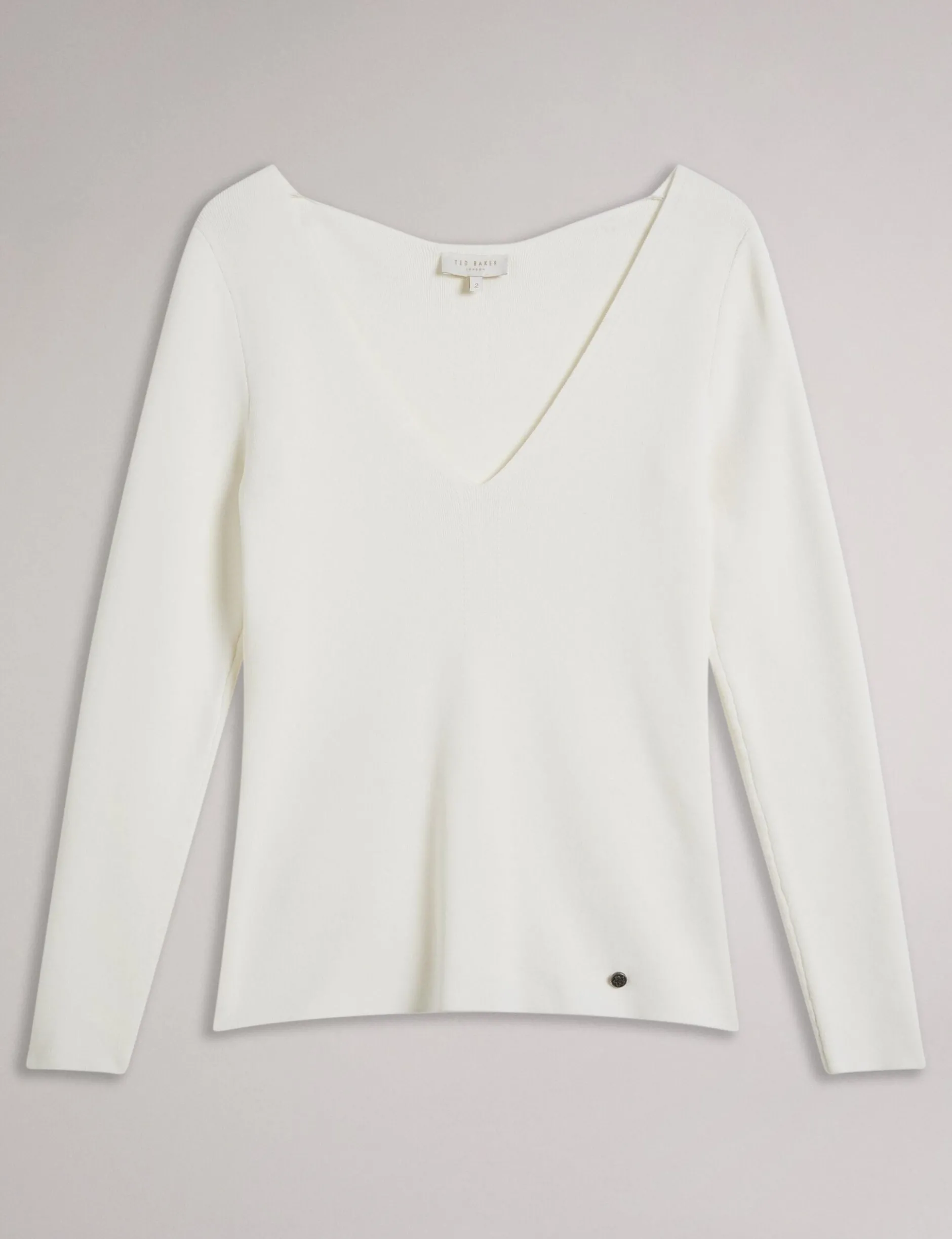 Fitted V-Neck Long Sleeve Knit Top