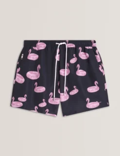 Flamingo Print Drawstring Swim Shorts