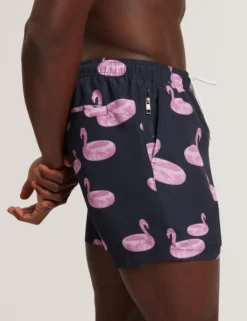 Flamingo Print Drawstring Swim Shorts