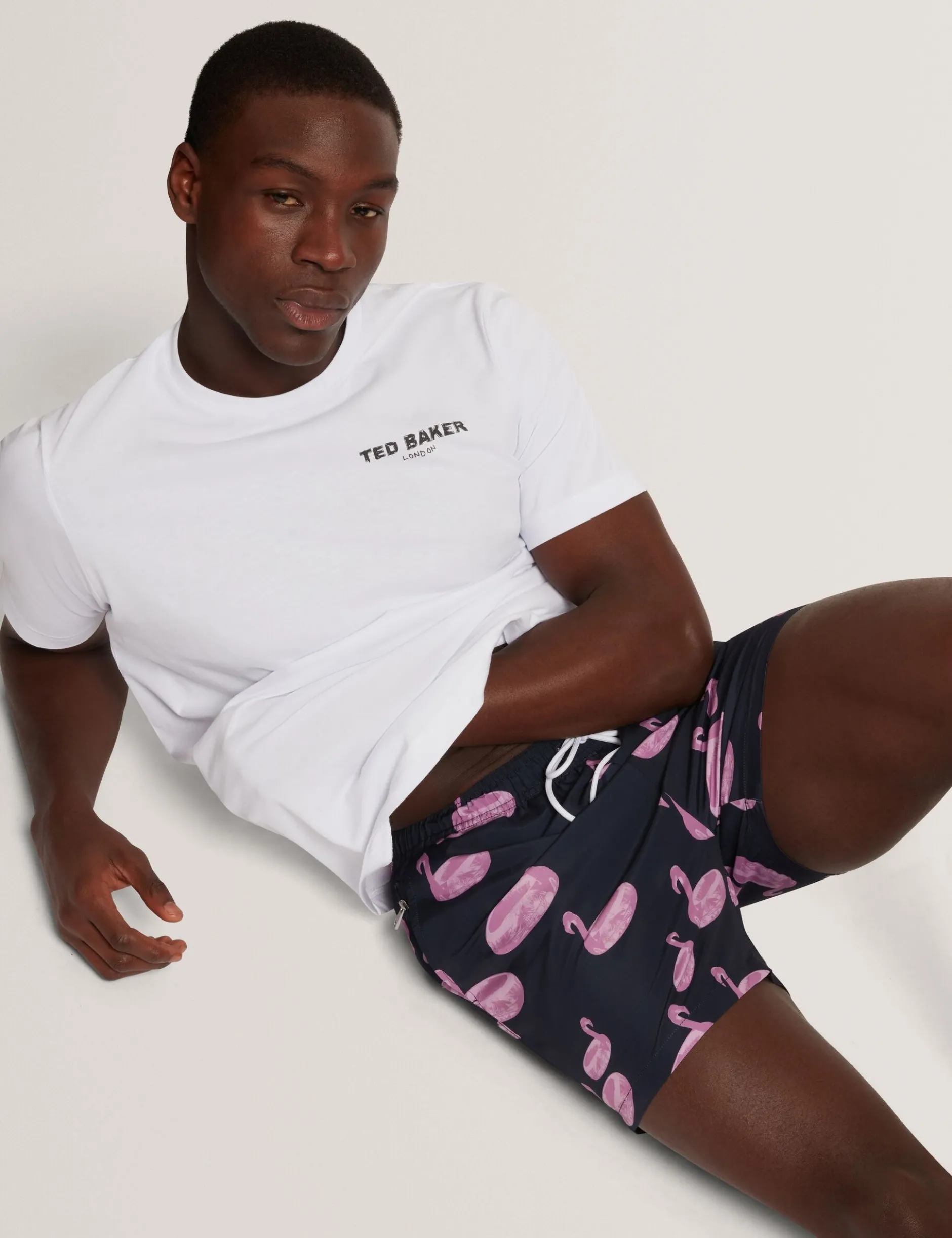 Flamingo Print Drawstring Swim Shorts