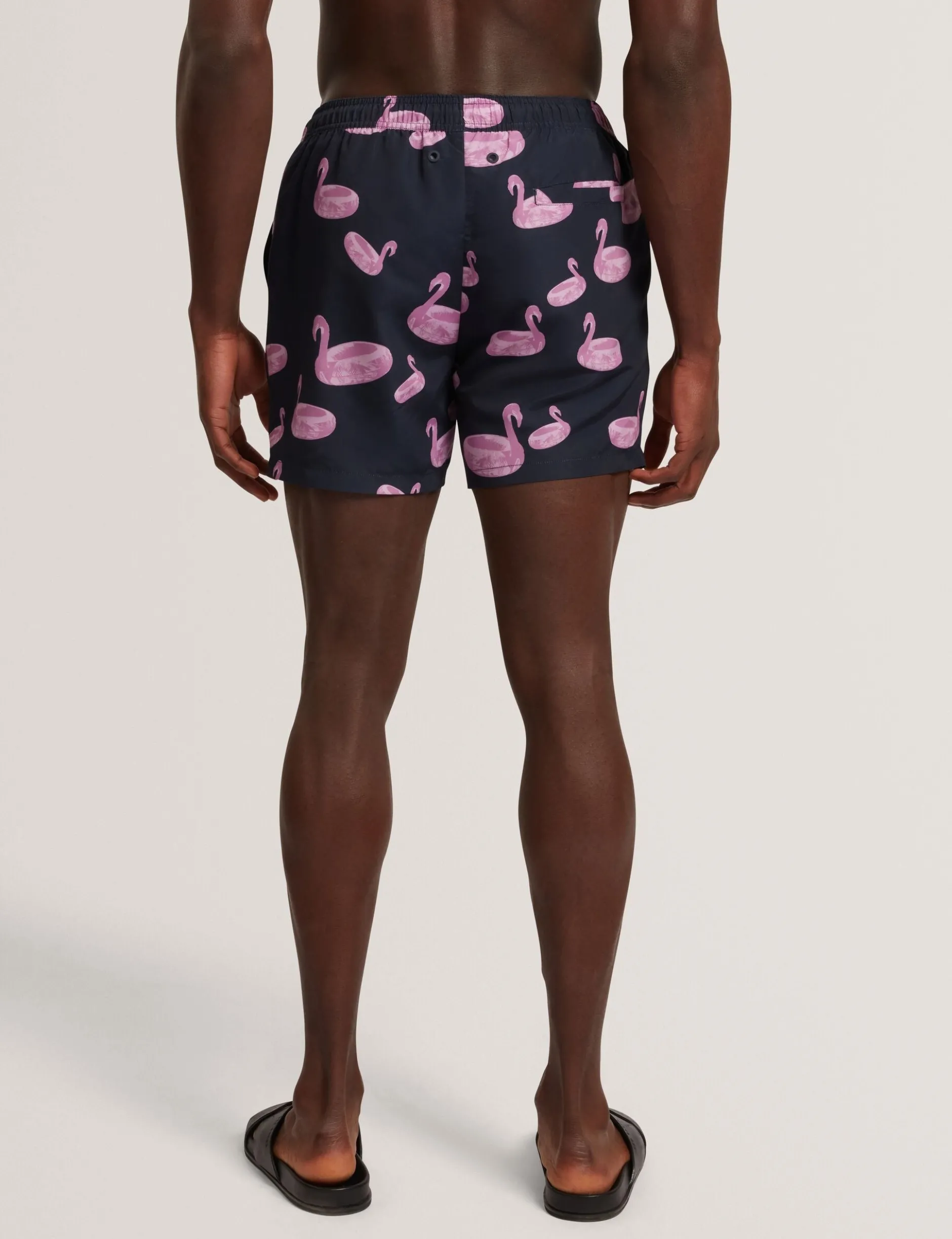 Flamingo Print Drawstring Swim Shorts