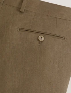 Flat Front Linen Suit Pant