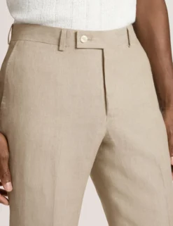 Flat Front Linen Suit Pant