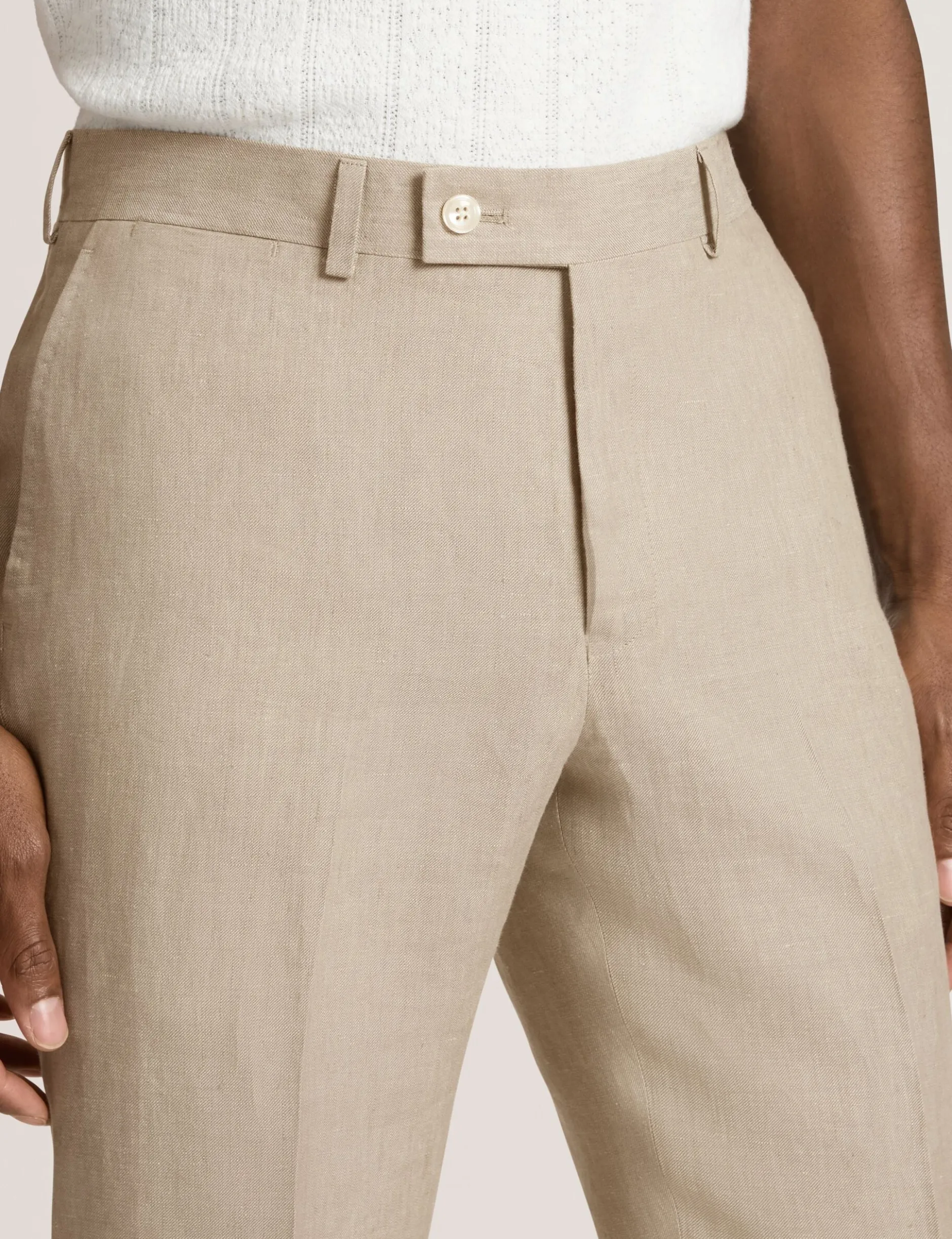 Flat Front Linen Suit Pant
