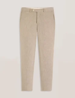Flat Front Linen Suit Pant