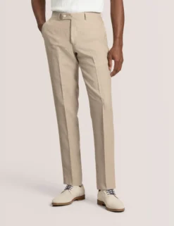 Flat Front Linen Suit Pant