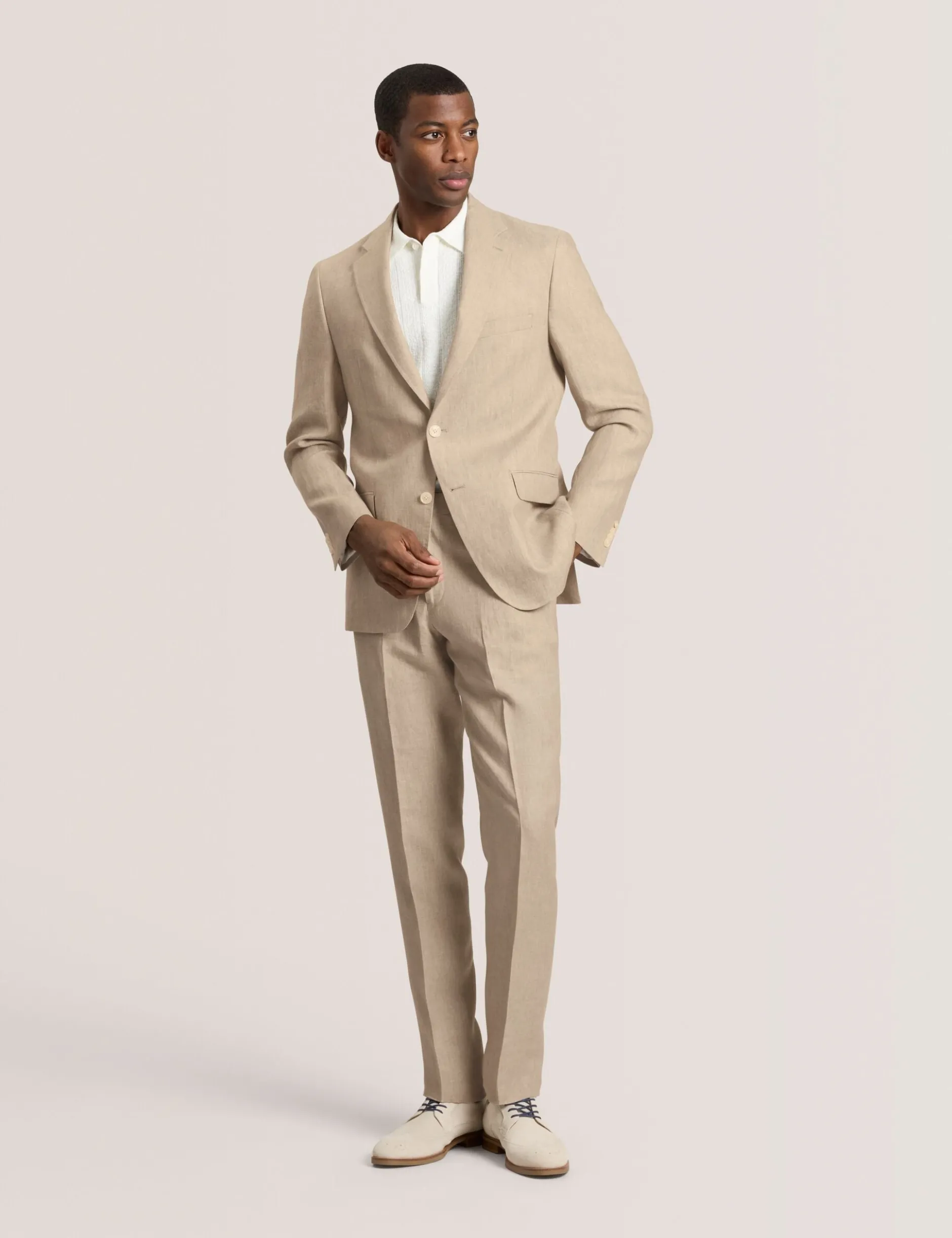 Flat Front Linen Suit Pant