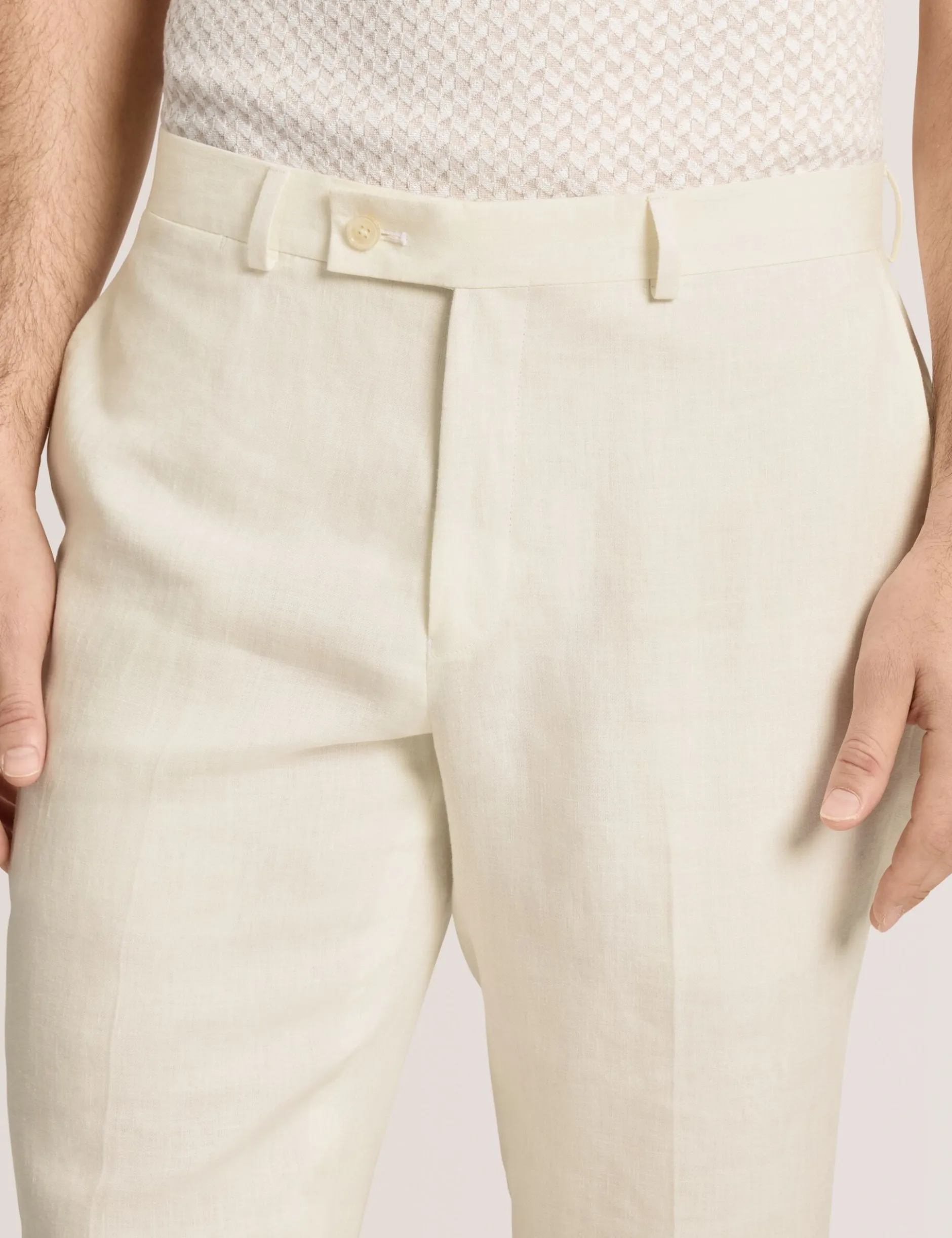 Flat Front Linen Suit Pant