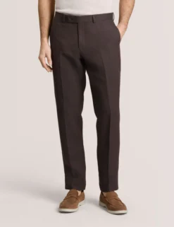 Flat Front Linen Suit Pant