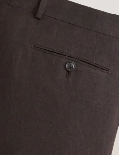 Flat Front Linen Suit Pant