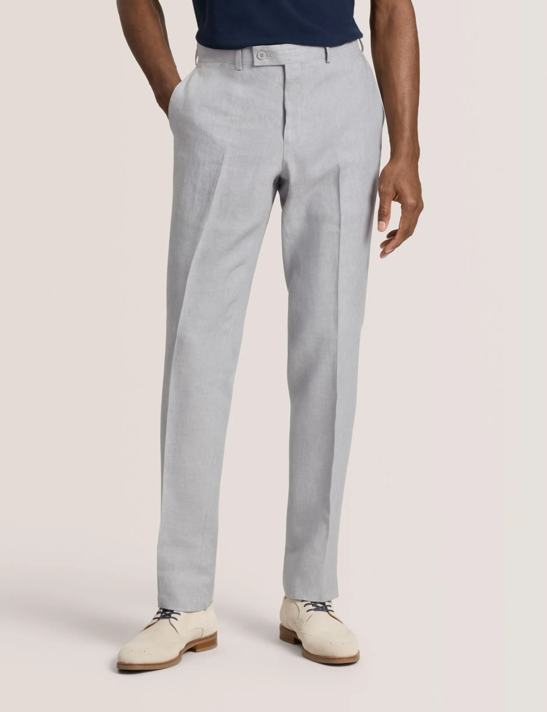 Flat Front Linen Suit Pant
