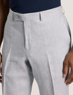 Flat Front Linen Suit Pant
