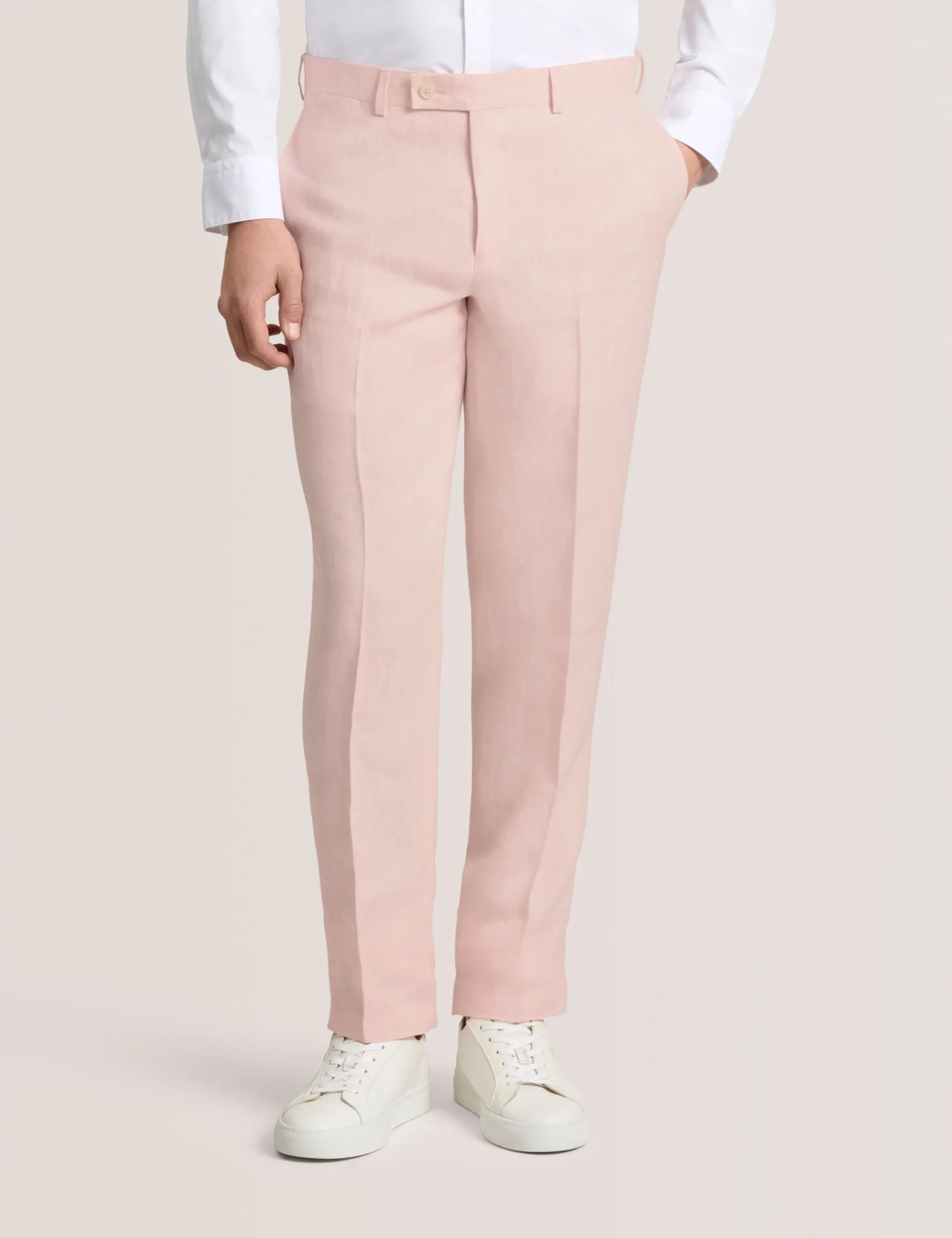 Flat Front Linen Suit Pant
