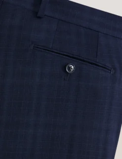 Flat Front Plaid Suit Pant
