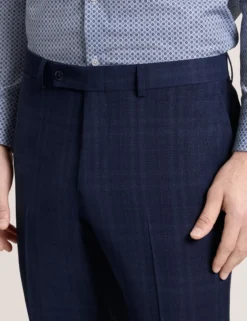 Flat Front Plaid Suit Pant