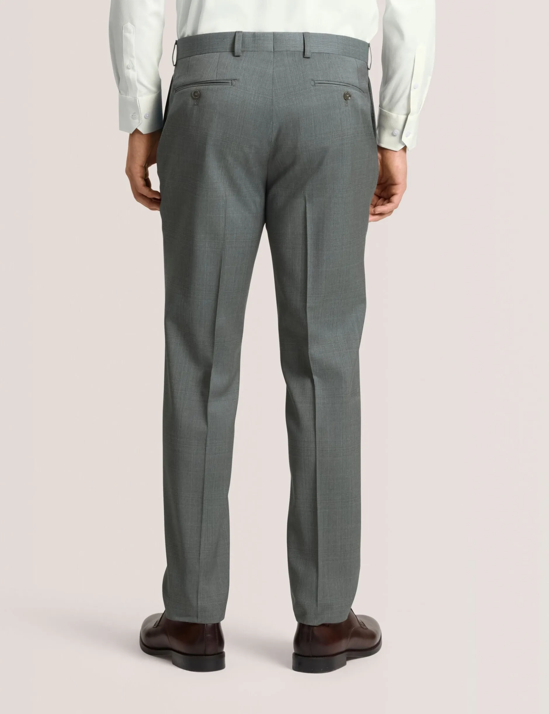 Flat Front Plaid Suit Pant