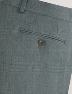 Flat Front Plaid Suit Pant