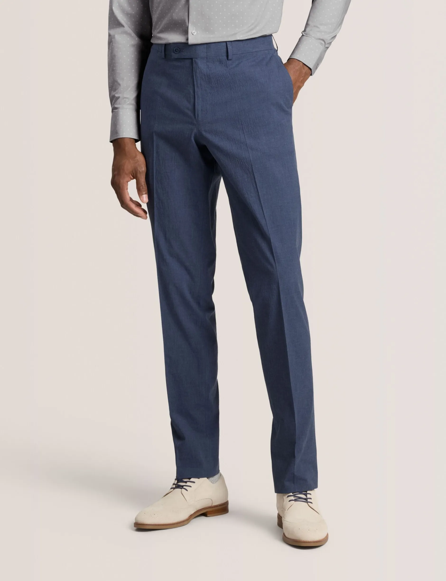 Flat Front Seersucker Suit Pant