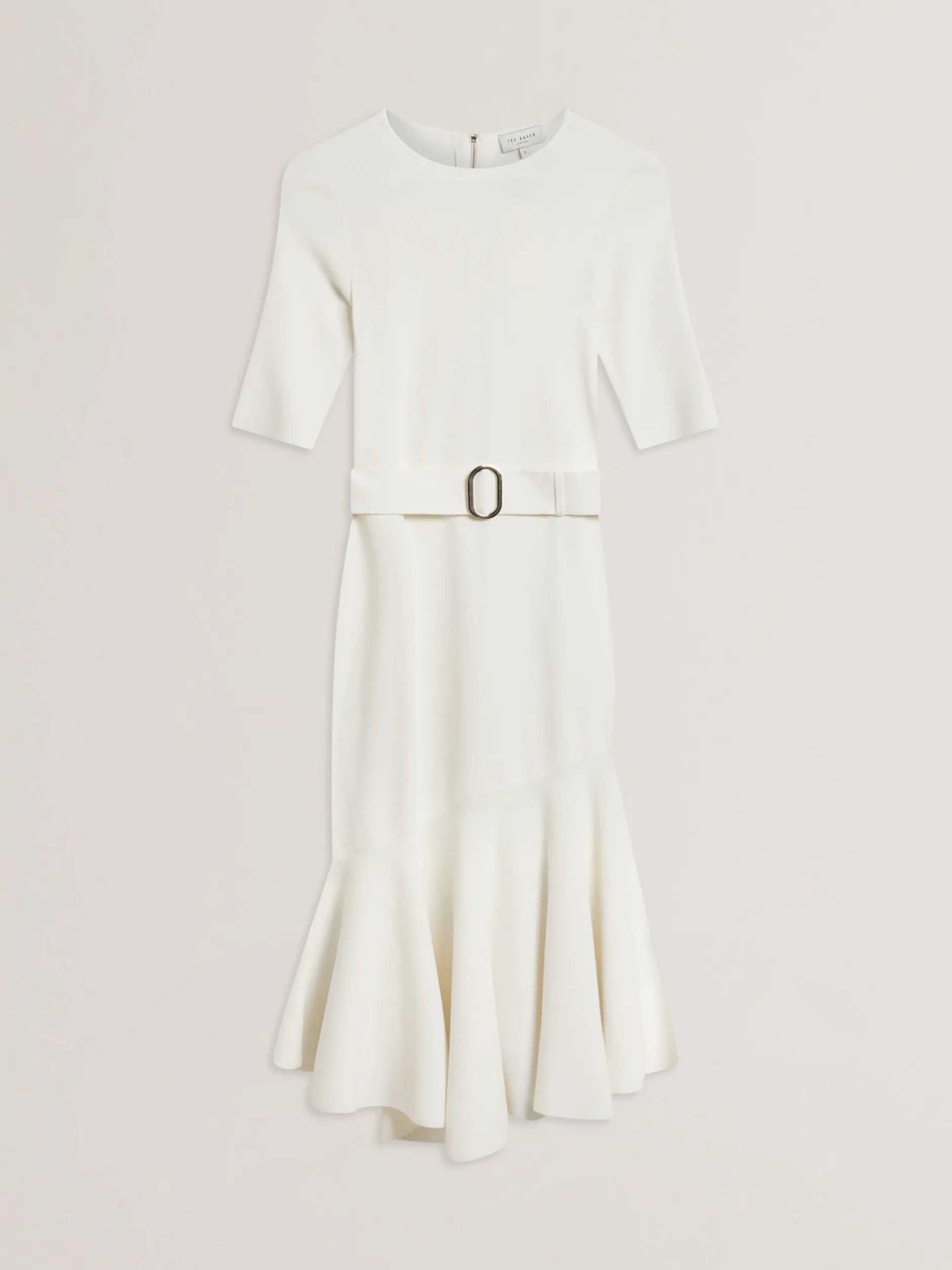 Flippy Hem Knitted Midi Dress With Belt