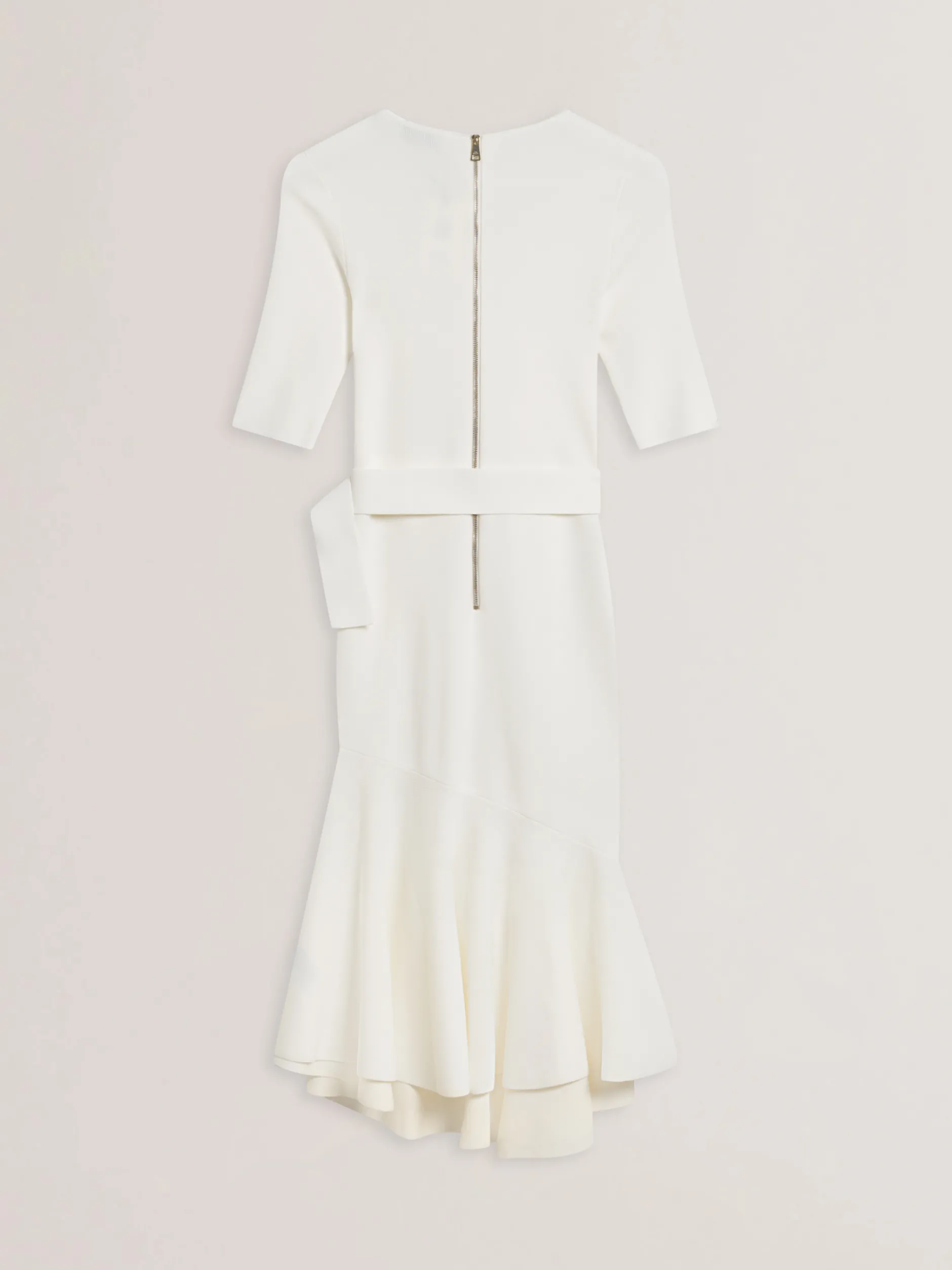 Flippy Hem Knitted Midi Dress With Belt