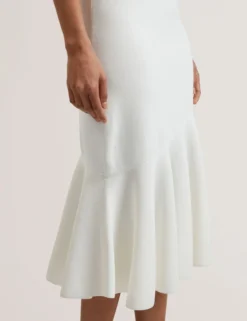 Flippy Hem Square Neck Knitted Midi Dress
