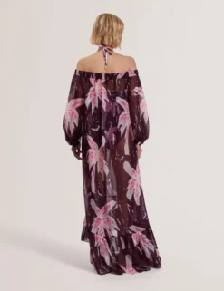 Floral Bardot Maxi Dress Beach Cover-Up