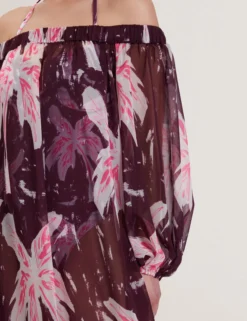 Floral Bardot Maxi Dress Beach Cover-Up