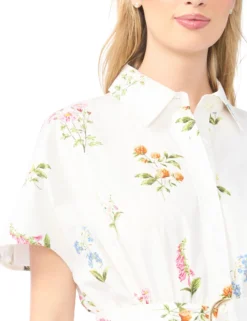 Floral Belted Midi Shirt Dress