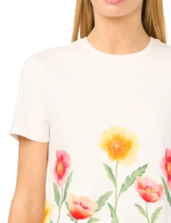 Floral Border Crew Neck T-Shirt