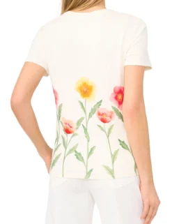 Floral Border Crew Neck T-Shirt