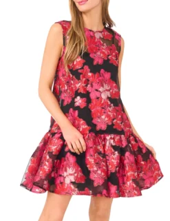 Floral Brocade Mini Dress