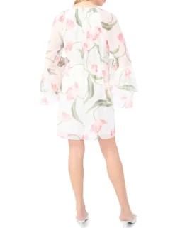 Floral Chiffon Frill Sleeve Mini Dress