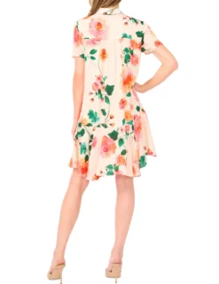 Floral Drop Waist Mini Shirt Dress
