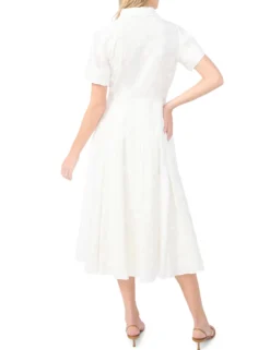 Floral Embroidery Midi Shirt Dress