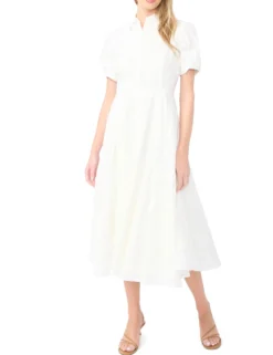 Floral Embroidery Midi Shirt Dress