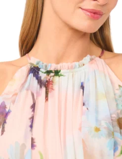 Floral Halterneck Chiffon Maxi Dress