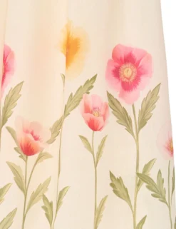 Floral Hem Woven Strappy Midi Dress