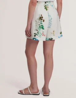 Floral High Waist Linen Shorts With Trim Detail