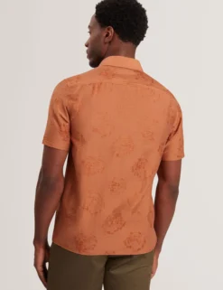 Floral Jacquard Woven Short Sleeve Shirt