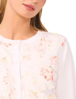 Floral Overlay Crew Neck Cardigan