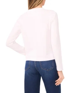 Floral Overlay Crew Neck Cardigan