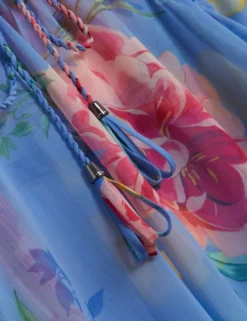 Floral Print Chiffon Mini Beach Kaftan