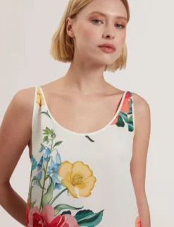 Floral Print Scoop Neck Sleeveless Top