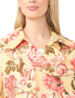 Floral Print Short Trench Jacket