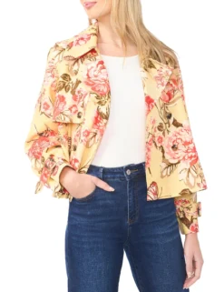 Floral Print Short Trench Jacket