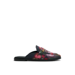 Floral Print Textured Mule Loafers